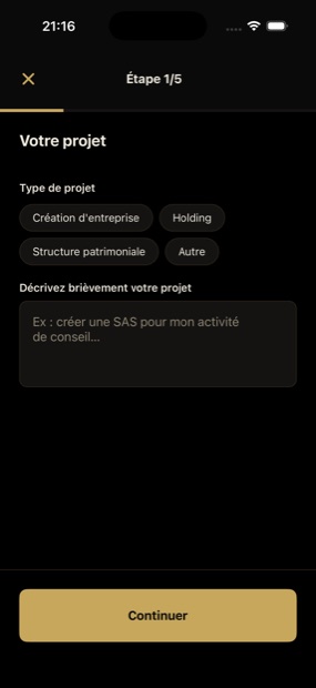 Questionnaire projet, étape 1 sur 5