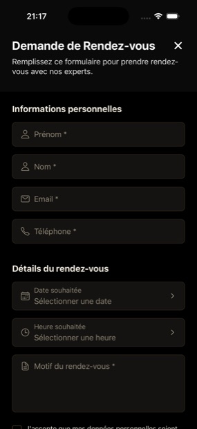 Formulaire de demande de rendez-vous
